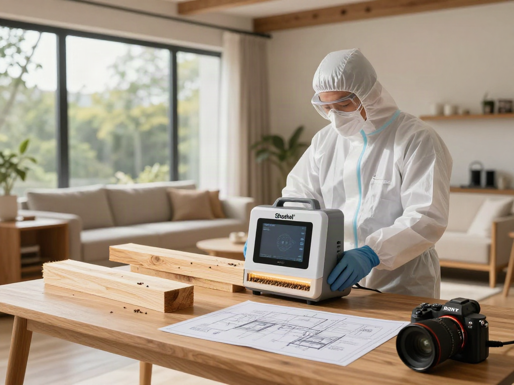 Traitement des insectes à l'aide de Shashel®, solution innovante et écologique dans un environnement de maison moderne.