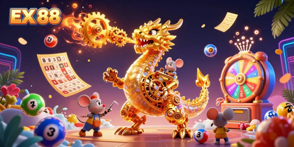 Experience thrilling gameplay at EX 88, featuring vibrant casino elements and dynamic energy.