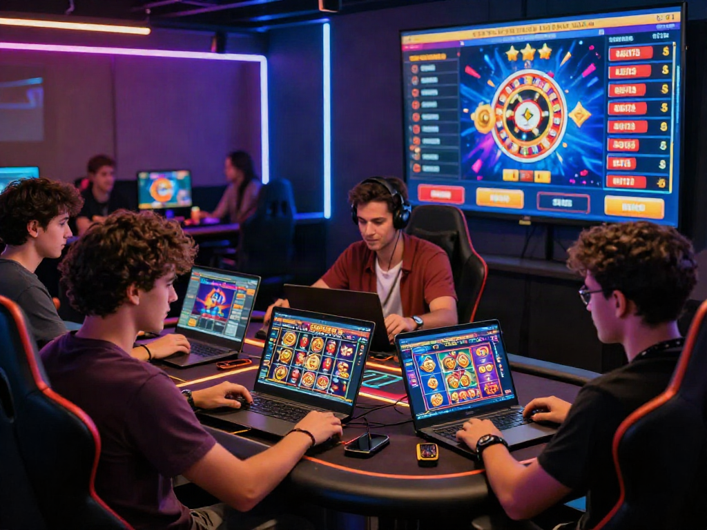 Interagissez avec des jeux de site casino en ligne vibrants, des joueurs immergés dans l'expérience de jeu en ligne.