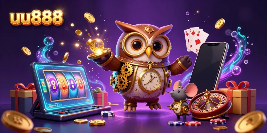 Experience thrilling slots gameplay with uu888 featuring whimsical characters in a vibrant casino setting.