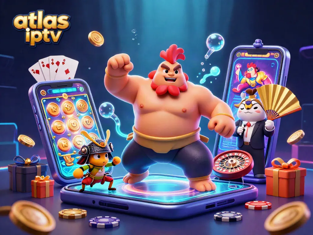 Jouez avec atlas iptv : combat entre un sumo, un criquet samouraï, et un tanuki, dans un univers de jeux d'argent.