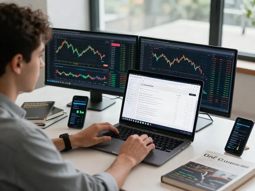 Utilisation de la plateforme la-couponeau.com pour le trading automatisé avec des graphiques et des alertes sur smartphone.