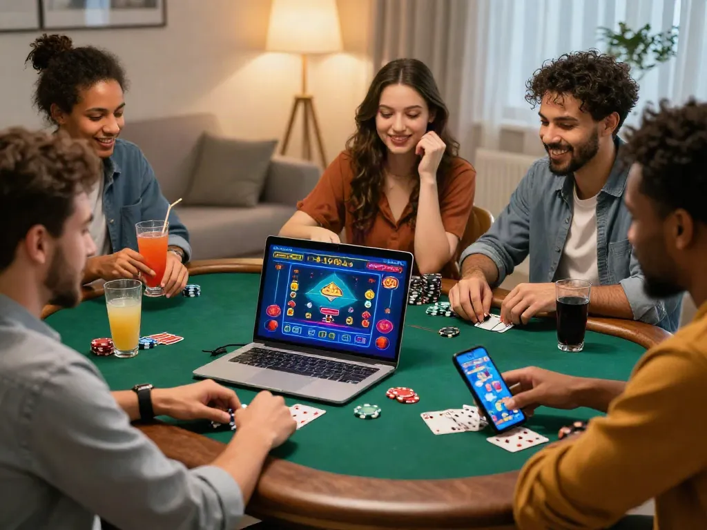 Les amis s'amusent sur https://studiobarw.com/ en jouant au poker en direct dans une ambiance conviviale.